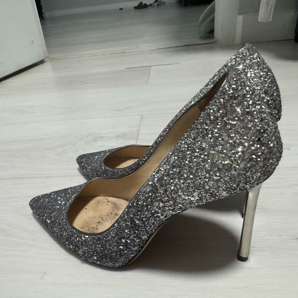 Jimmy Choo Sparkling Silver Heels